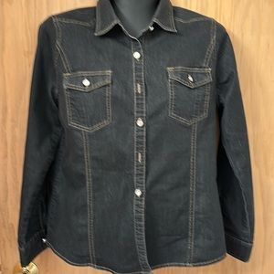 Long sleeve black denim shirt